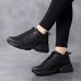 Women's Casual Chunky Sneakers, Lace Up PU Leather Low Top Sports Shoes, All-Match Running Trainers