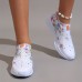 Women's Rhinestone Decor Sneakers, Floral & Butterfly Print Slip On Shoes, Breathable Knit Running Shoes