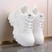 Women's Platform Sneakers, Solid Color Height Increasing Low Top Trainers, All-Match Walking Shoes