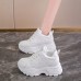 Women's Platform Sneakers, Solid Color Height Increasing Low Top Trainers, All-Match Walking Shoes