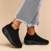 Women's Breathable Knit Sneakers, Lightweight Low Top Slip On Shoes, Women's Fashion Air Cushion Shoes