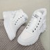 Women's Plush Lined Sneakers, Winter Warm Lace Up High Top Ankle Boots, Thermal Outdoor Shoes