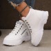 Women's Plush Lined Sneakers, Winter Warm Lace Up High Top Ankle Boots, Thermal Outdoor Shoes