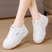 Women's Solid Color Casual Sneakers, Lace Up Soft Sole Platform Skate Shoes, Versatile Low-top Walking Shoes