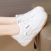 Women's Solid Color Casual Sneakers, Lace Up Soft Sole Platform Skate Shoes, Versatile Low-top Walking Shoes