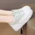 Women's Solid Color Casual Sneakers, Lace Up Soft Sole Platform Skate Shoes, Versatile Low-top Walking Shoes