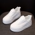 Women's Solid Color Minimalist Sneakers, Lace Up Casual Platform White Shoes, Versatile Low-top Sporty Trainers