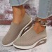 Women's Air Cushion Sock Shoes, Comfort Knitted Slip On Platform Shoes, Casual Walking Shoes