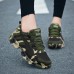 Women's Camouflage Pattern Running Shoes, Breathable Knit Lace Up Sneakers, Outdoor Non-slip Rubber Sole Sports Shoes