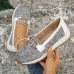 Women's Metallic Chain Decor Shoes, Casual Low Top Slip On Flat Shoes, All-Match Walking Shoes