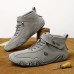 Men's Trendy Solid Color Lace-up Boots, Casual Outdoor Wear-resistant Anti-skid Boots