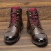 Men's Vintage Style Cap Toe Dress Boots With Side Zippers, Dress Shoes Boots, Casual Walking Shoes