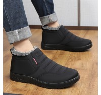 Men's Casual Ankle Boots, Breathable Slip-resistant Slip On Walking Shoes With Fuzzy Lining For Outdoor, Autumn And Winter