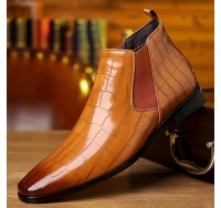 Men's Squared-toe Casual Chelsea Boots, Waterproof Anti-skid Ankle Boots For Business Office, Spring Autumn And Winter