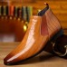 Men's Squared-toe Casual Chelsea Boots, Waterproof Anti-skid Ankle Boots For Business Office, Spring Autumn And Winter