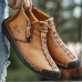 Men's High Top Stitched Boots With Zipper, Casual Ankle Chukka Boots, Comfortable Slip On Walking Shoes For Work Office Dress Outdoor