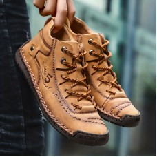 Men's Vintage Casual Non Slip Shoes, Handmade Comfortable Walking Sneakers For Spring Autumn