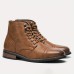 Men's Vintage Cap-toe Boots, Waterproof Anti-skid High-top Lace-up Boots For Outdoor, Spring Autum And Winter