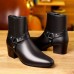 Men's Heeled Boots With Zippers, Casual Walking Shoes, PU Leather Boots