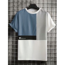 Color Block Style Men's Casual Daily Short Sleeve Crew Neck T-shirt For Summer