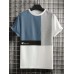 Color Block Style Men's Casual Daily Short Sleeve Crew Neck T-shirt For Summer