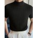 Turtleneck Chic Elegant T-shirt, Men's Casual Short Sleeve Shirt For Summer Dating Dinner