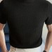 Turtleneck Chic Elegant T-shirt, Men's Casual Short Sleeve Shirt For Summer Dating Dinner