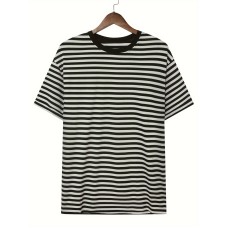 Stripe Pattern Print Men's Comfy T-shirt, Graphic Tee Men's Summer Clothes, Men's Outfits