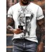 Stylish Cross & Lion Pattern Print Men's Comfy Chic T-shirt, Graphic Tee Men's Summer Outdoor Clothes, Men's Clothing, Tops For Men, Gift For Men