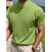 Solid Color Men's Short Sleeve Turtleneck Stretch Comfy T-shirt, Summer Streetwear