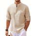 Men's Retro Casual Long Sleeve Stand Collar Shirt With Half Button, Spring Fall Outdoor