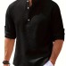 Men's Retro Casual Long Sleeve Stand Collar Shirt With Half Button, Spring Fall Outdoor