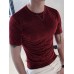 Men Casual T Shirt Velour Round Neck Short Sleeve Folds Men Clothing Streetwear