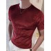 Men Casual T Shirt Velour Round Neck Short Sleeve Folds Men Clothing Streetwear