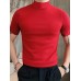 Men's Shirred Solid Color Slim Fit Casual Short Sleeve Tee, Men's Clothing