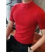 Men's Shirred Solid Color Slim Fit Casual Short Sleeve Tee, Men's Clothing