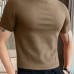 Men's Shirred Solid Color Slim Fit Casual Short Sleeve Tee, Men's Clothing