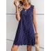 Polka Dot Print Scallop Trim Dress, Elegant Sleeveless Crew Neck Keyhole Dress For Spring & Summer, Women's Clothing