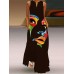 Abstract Face Print Maxi Dress, Notched Neck Sleeveless Casual Dress For Summer & Spring, Women's Clothing