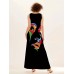 Abstract Face Print Maxi Dress, Notched Neck Sleeveless Casual Dress For Summer & Spring, Women's Clothing