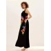 Abstract Face Print Maxi Dress, Notched Neck Sleeveless Casual Dress For Summer & Spring, Women's Clothing