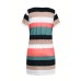 Striped V-neck Belt Cute Dresses, Casual Short Sleeve Dress, Women's Clothing