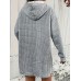 Textured Drawstring Dress, Casual Hooded Long Sleeve Kangaroo Pocket Dress, Women's Clothing