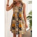 Floral Print Sleeveless Tank Dress, Boho Scoop Neck Loose Dress, Women's Clothing