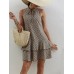 Allover Print Tie Front Dress, Casual Layered Sleeveless Dress, Women's Clothing