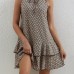 Allover Print Tie Front Dress, Casual Layered Sleeveless Dress, Women's Clothing