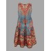 Floral Print Ruffle Hem Dress, Vintage Sleeveless Dress For Spring & Summer, Women's Clothing