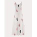 Feather Print Maxi Dress, Casual V Neck Spaghetti Strap Random Printing Dress, Women's Clothing