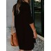 Button Front Shirt Dress, Sexy 3/4 Sleeve Solid Turn Down Collar Dress, Women's Clothing