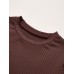 Solid Rib-knit Bodycon Dress, Short Sleeve Crew Neck Casual Dress, Women's Clothing